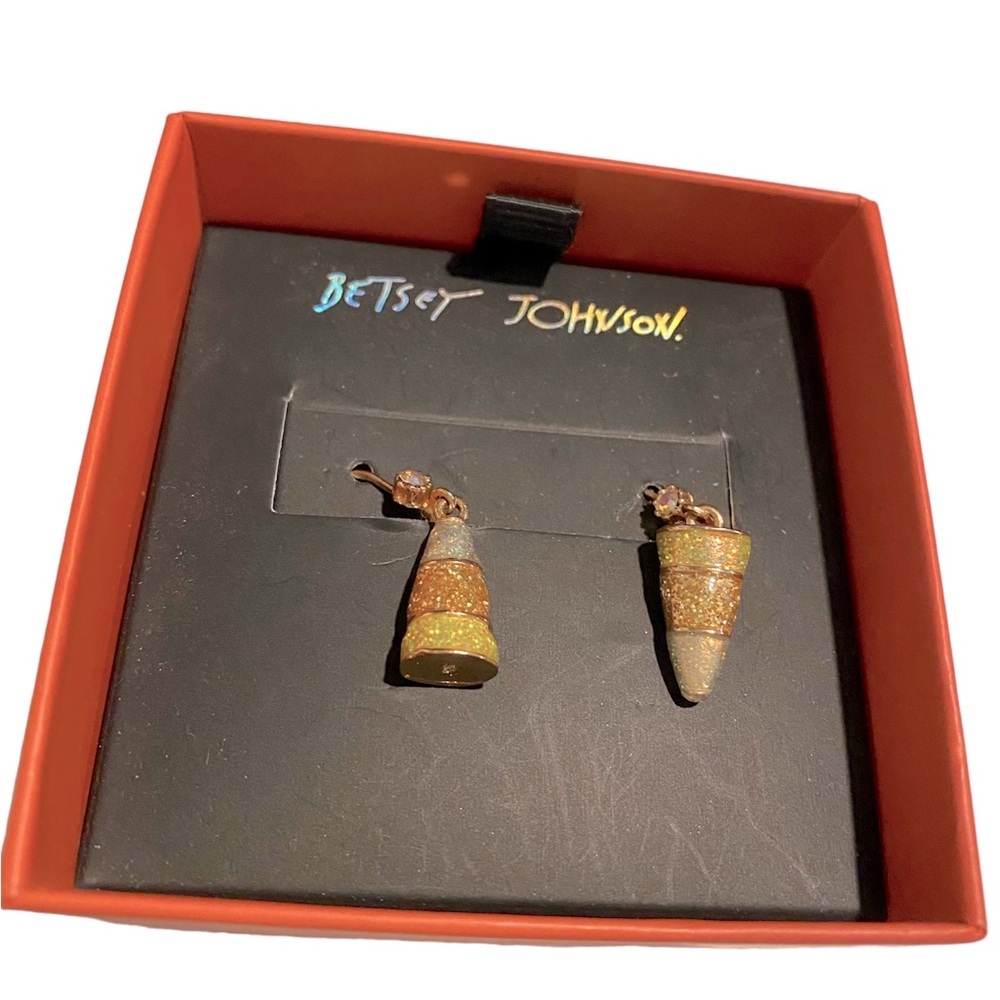 Betsey Johnson Candy Corn Earrings with box. New never worn.